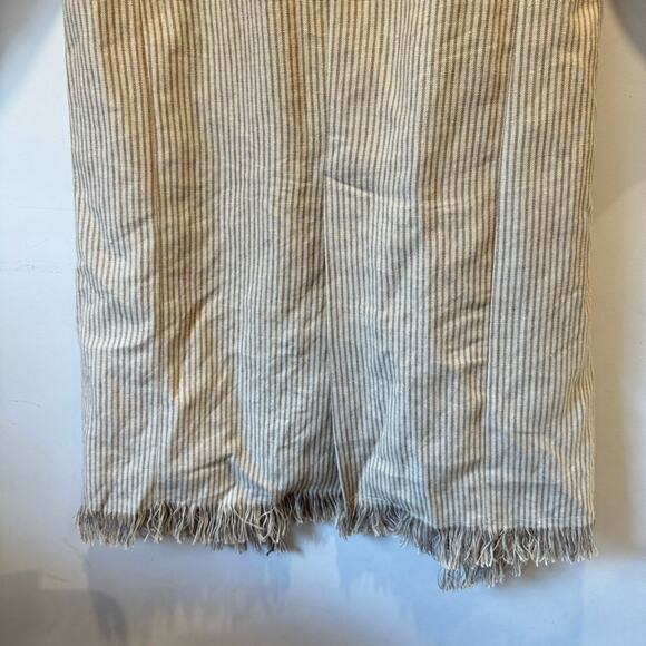 NWOT Zara Beige Linen Striped Fringe Trim Hem Midi Duster Wrap Coat Cardigan - Picture 11 of 16